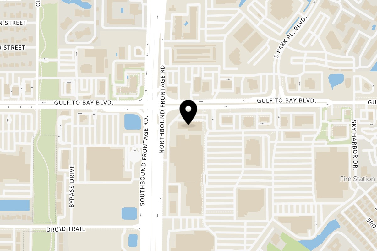 Map showing the location of Indian Bistro IB1 Clearwater on 2613 Gulf to Bay Blvd #1680 in Clearwater